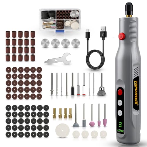 Image of TOMAHAWK MGK-3000 Cordless Electric Mini Drill Grinder Set - Variable Speed Rotary Tool Kit, Gray | For Drilling, Grinding, Cutting, Sanding & Polishing