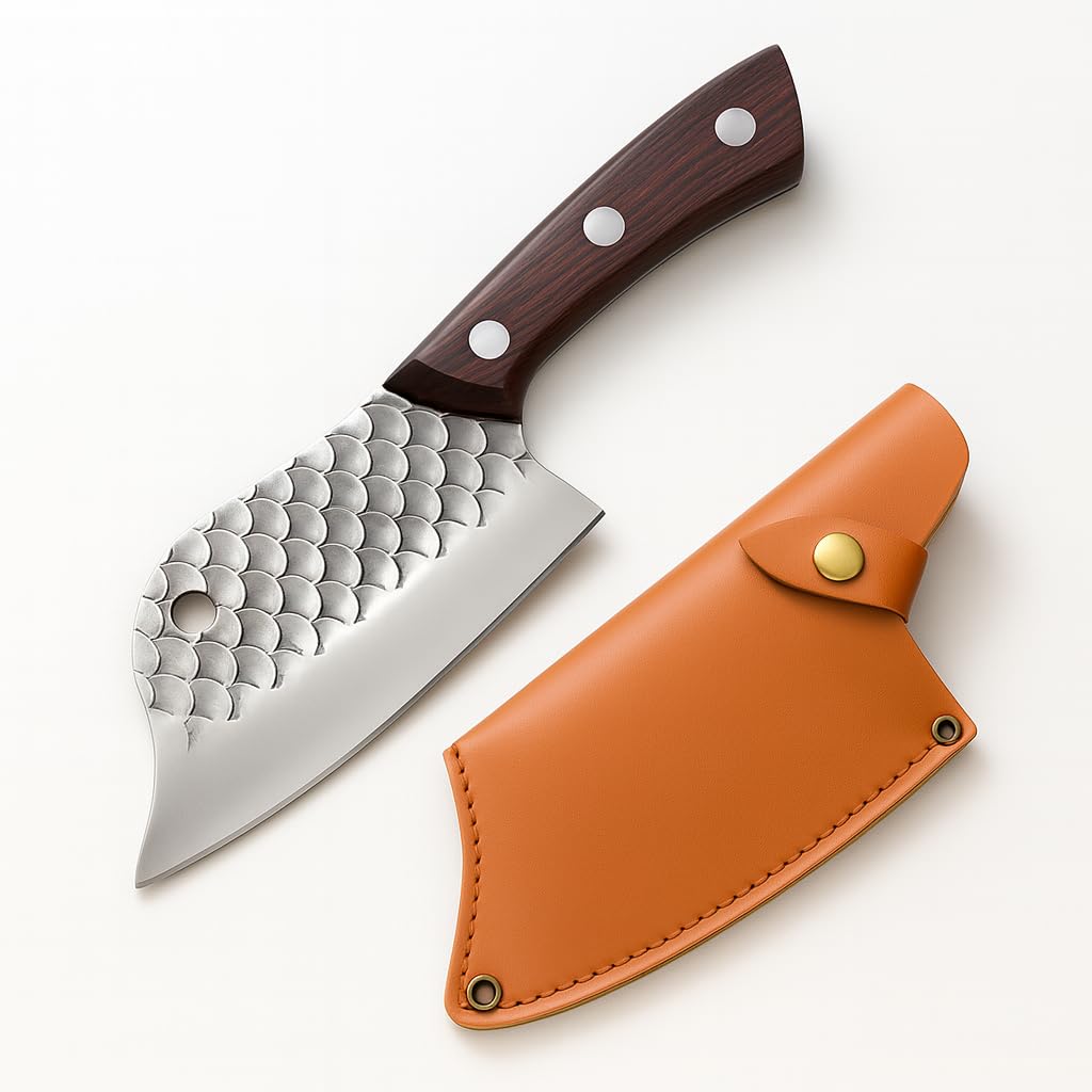 Machado 9" Handmade Serbian Forged Butcher Hunters Meat Cleaver Kitchen Knife | Chopper Bone Cutting Knives - German Stainless Steel - for Home Kitchen Restaurant Outdoor BBQ Camping and Gifting