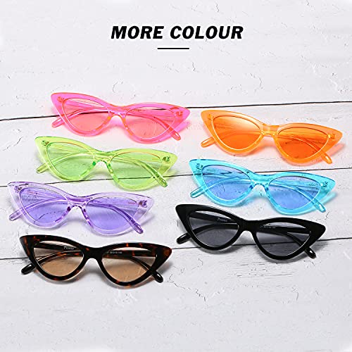 Przene Cat Eye Sunglasses for Women Men Candy Color Small Frame Trendy Cateye Sun Glasses 65814