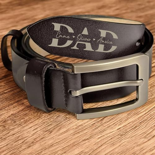 Belt Reminder We Love You For Dad - Personalized Engraved Leather Belt, Even When We're Not Close By We Love and Appreciate You Belt, Unique Happy Father's Day Gifts for Husband Dad Him3