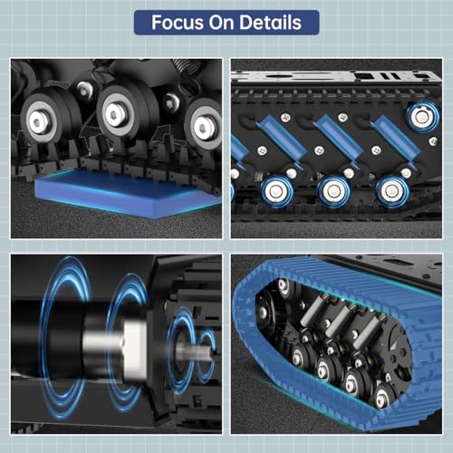 Image of Robot Tracked Tank Car Chassis with Encoder DC Motor, Suspension Shock Absorption Chassis Car Full-Metal Robotic Moving Platform Track for Arduion RPi Microb Jetson Python DIY Smart Robot Maker