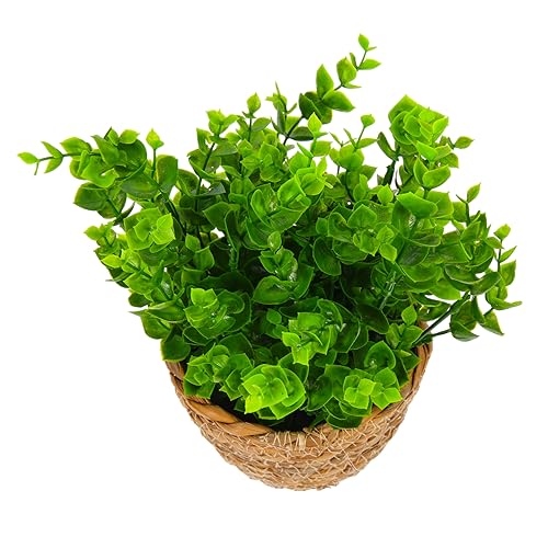 MUSISALY フェイク盆栽 人工植物装飾品 藤編み花籠 フェイク鉢植え盆栽 精緻な職人技 リアルな外観 部屋用デスクトップ装飾 生活空間向け装飾品