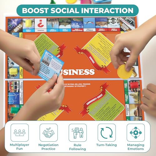 Ratna's 5 in 1 Business Senior Coin Board Game Game, 2 to 4 Players Family Game with Plastic Coins, Includes Ludo, Snakes & Ladders, Car Rally & Cricket Games, Perfect for Kids & Adults Play