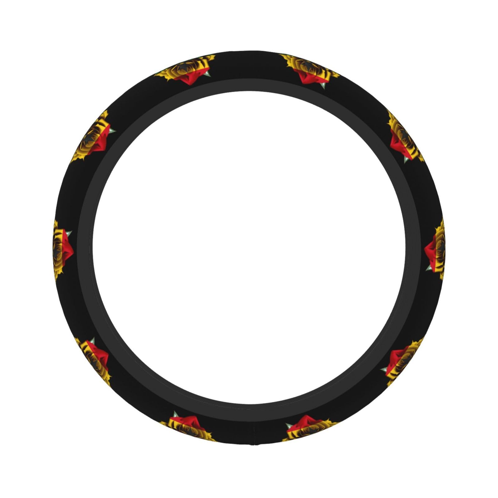 Rose Ghana Ghanaian Flag Steering Wheel Cover for Men Women Anti-Slip Elastic Thickened Steering Wheel Cover Universal Fit 15 Inch