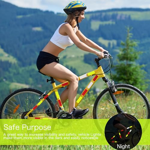 12 Stück Reflektoren Fahrrad, Quilax Wasserdicht Reflektoren Aufkleber, Reflektorband für Fahrrad, Reflektierende Aufkleber für Rucksack, Motorrad, Roller, Helme(3 x 8 cm)