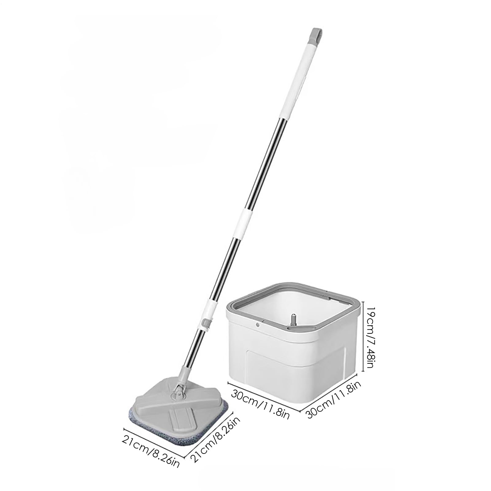 Fregona con función de escurridor - Separación automática de agua sucia, cubo de fregona con cabezal giratorio, juego completo | Para parqué, azulejos, hogar, apartamento, cocina, salón, dormitorio