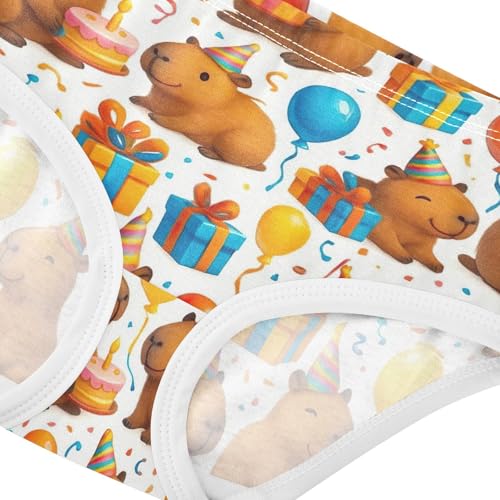 Joisal Cotton Toddlers Underwear Floral Cute Capybaras Party White Cute Panties Girl Pattern Kids Briefs Undies 2t4