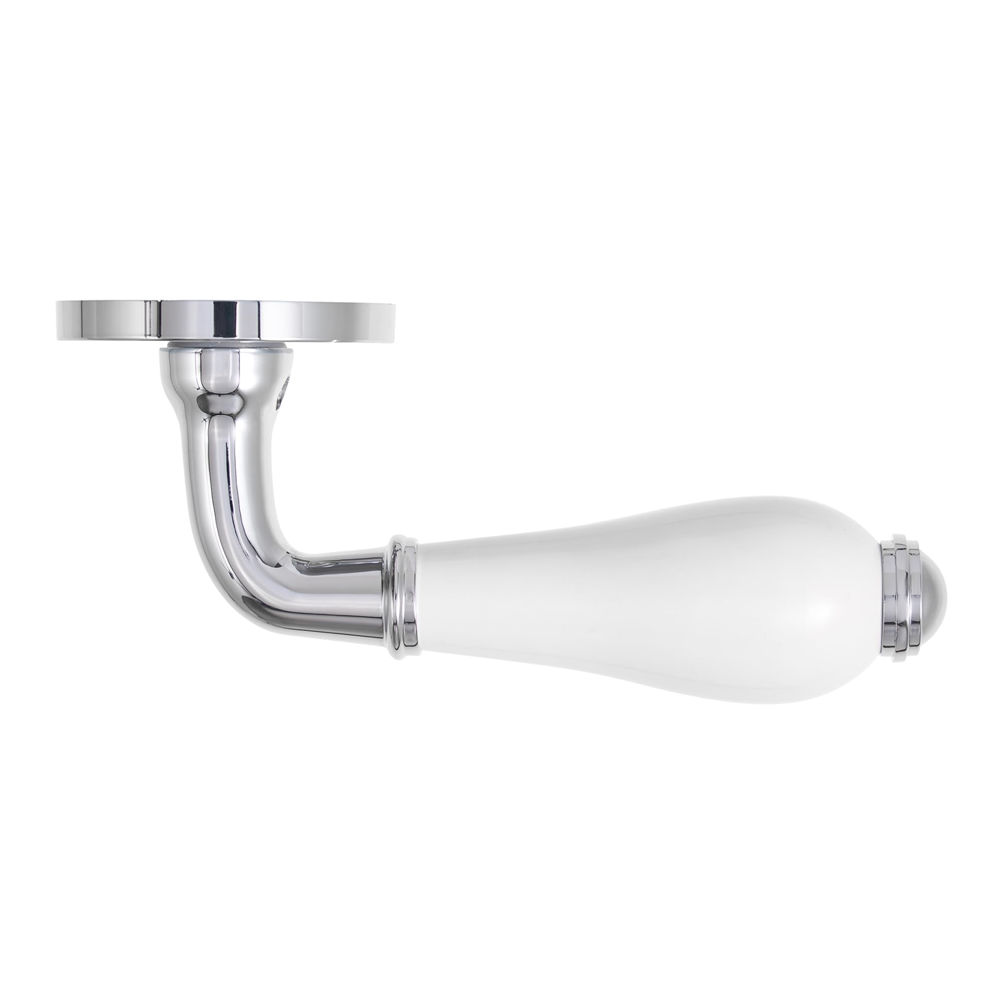 Gavroche Poignées de porte avec éléments en porcelaine - Ferrure de porte chromée polie - Poignée de toilette - Pour salle de bain - 1 jeu de poignées avec matériel de fixation