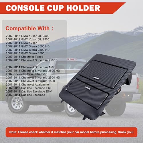 Portavasos consola carbono compatible Chevy GMC 2007-14 miniatura 2