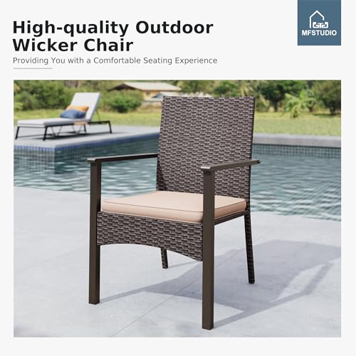 Image of MFSTUDIO Wicker Patio Chairs Set of 4, Outdoor Furniture Dining Chairs, Extra-Wide Patio Chair Set with Zipper Cushions, Rattan Outdoor Chair Sets of 4, Deck, Porch