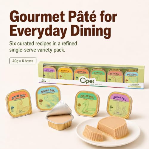 Image of OPET Wet Cat Food Pate, Grain Free Wet Pate for All Life Stages, Balanced Recipe Cat Can Food for Sensitive Stomach, High Moisture Pate cat Food Wet, Mixed 6 Flavor 1.41 oz Pack of 6
