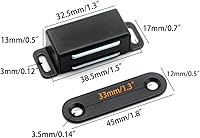 Vista 2 de Pestillo para puerta de gabinete con imán fuerte, pestillo para muebles de 0.047 in de grosor, negro (paquete de 2)