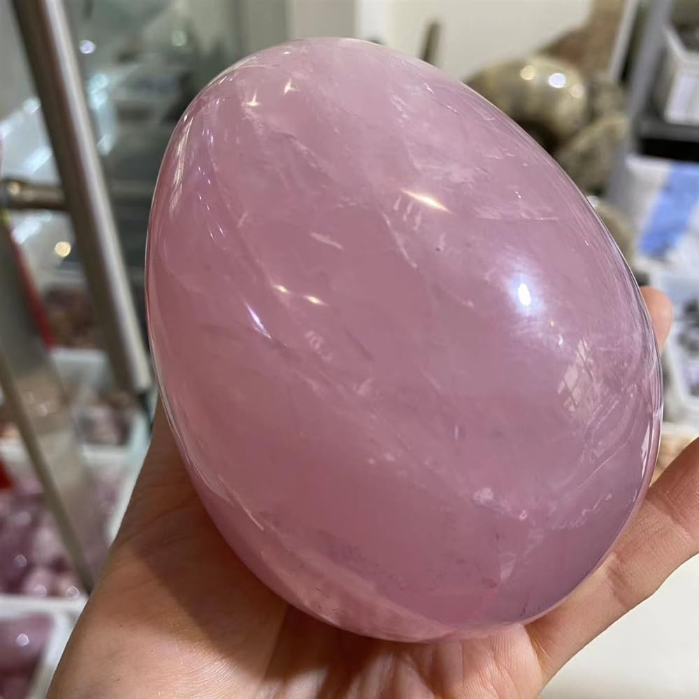 DPURPIWADY Oversized Rose Quartz Crystal Egg Power Gem Office Room Decoration Gift (Size : 800-850g)