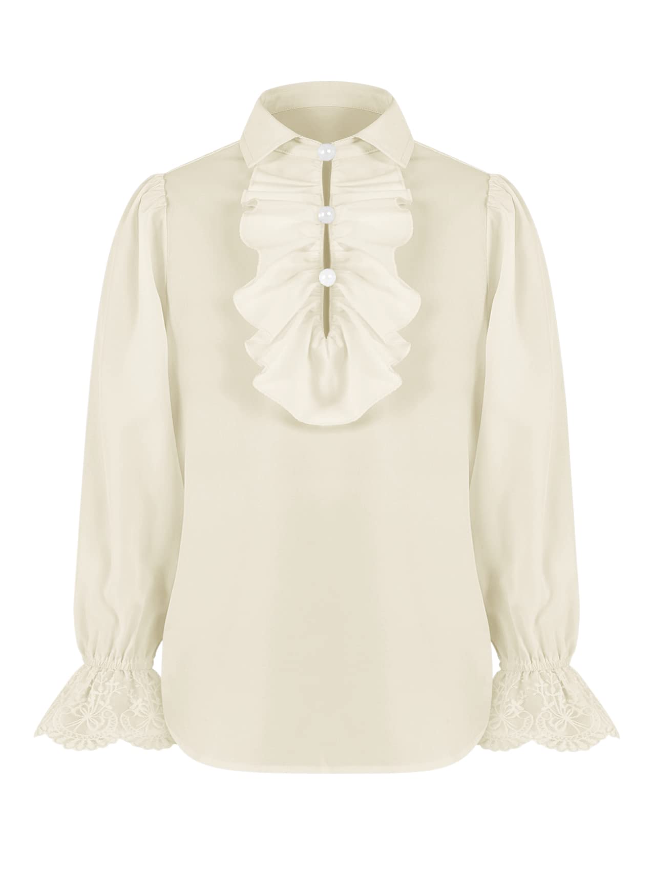 Bbalizko Boys Kids Ruffle Pirate Shirt Renaissance Medieval Costume Puffy Mercenary Gothic Victorian Halloween Tops