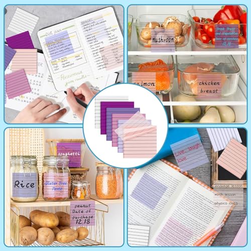 RUISPEED 300 Blatt transparente Haftnotizen 3x3 (7,6x7,6 cm), durchsichtige linierte Klebezettel in mehreren Farben – ideal als Page Marker, für To-Do-Listen & Mitgebsel Kindergeburtstag