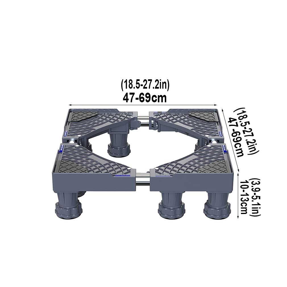 Base de soporte para lavadora, antivibración, largo/ancho, 47-69 cm, soporte ajustable para frigorífico y congelador, pedestal para lavavajillas, máquina de hielo, contenedor de plantas, 12
