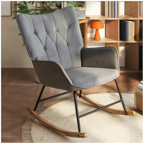 La Mejor Lista de Mecedora Reclinable los 5 más buscados. 40 Simple Wisdom Mecedora,Silla Mecedora con Respaldo y Reposabrazos Tapizados,Mecedora Adulto con Patas de Madera Curvadas,Silla Mecedora para Adulto Adecuado para Sala de Estar y...