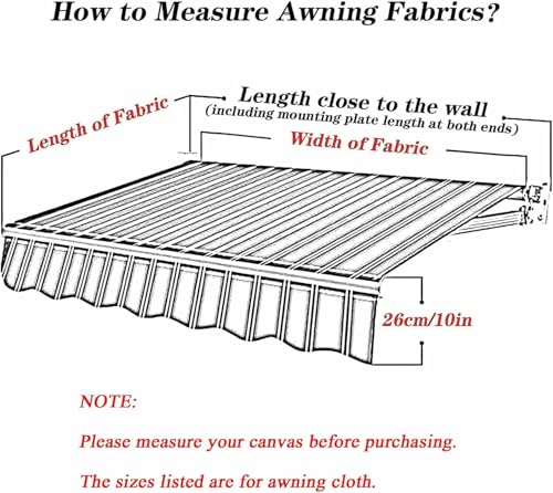 Toile pour auvent rétractable 3x2.5m imperméable contre la chaleur du balcon - 6