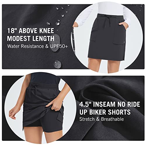 BALEAF Saia feminina de golfe Skort 45,72 cm na altura do joelho com bolsos de motociclista, cintura
