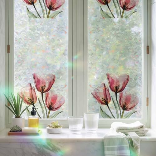 Película decorativa para ventana con patrón arcoíris 2 piezas miniatura 3