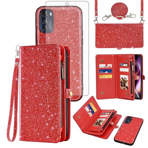 Coque Moto G 5G 2022 protection écran verre trempé et porte-carte zippé