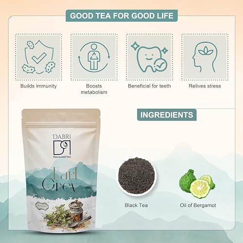 Image of Dabri Earl Grey Black Tea 100gm Pouch | Premium Black Tea With Pure Natural Bergamot Extract | Refreshing and Hydrating | No Preservatives | Garden to Cup | 100gm Pouch