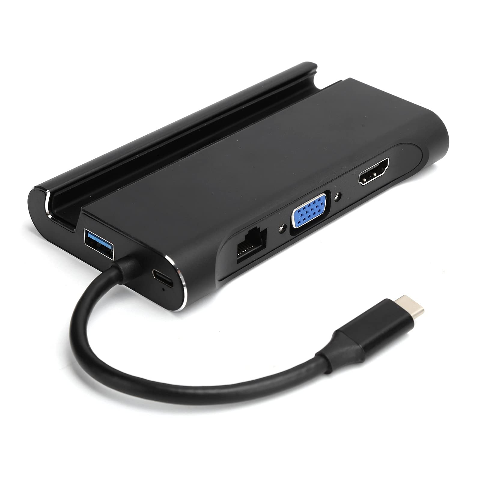 7-portowy Hub USB 3.0, 7-calowy 1 Stacja Dokująca Hub USB Typu C, Adapter Koncentratora USB, Interfejs Multimedialny HD/VGA/USB X 3 / PD, Obsługa 60W Mocy ładowania, Plug And Play