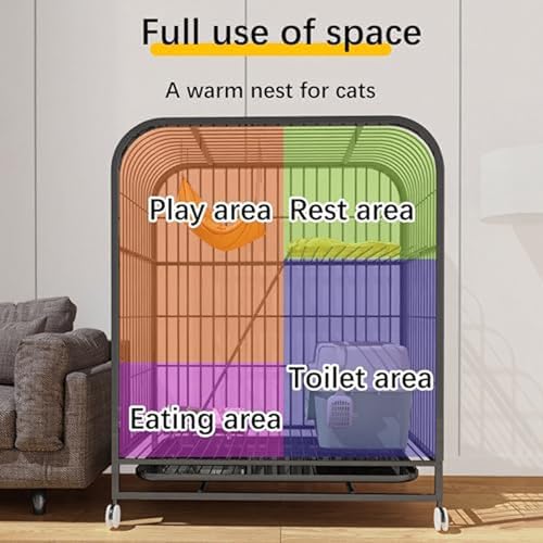 2-stöckiges DIY-Katzengehege – Indoor-Laufstall mit Metalldraht, Haustierkäfig auf Rädern, rollender Katzenkäfig für drinnen und draußen, für 1–2 Katzen, Kaninchen, Kleintiere (weiß, klein)