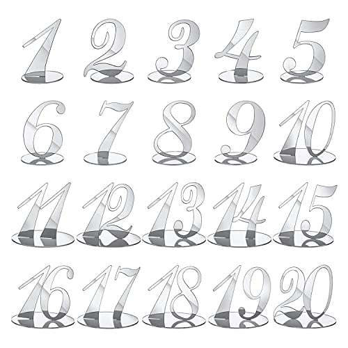 Porte-numéro de table de mariage acrylique argenté pour réception festive