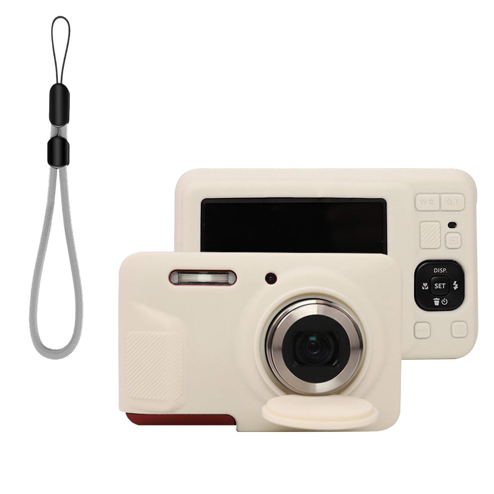 for Kodak PIXPRO FZ55 Silicone Case,Soft Skin Silicone Full Protective Case Cover with Kodak PIXPRO FZ55 Digital Camera with Keychain-Apricot