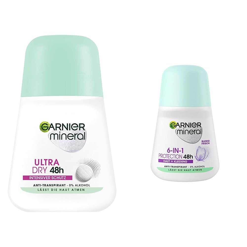 Garnier Mineral Ultradry Anti-Transpirant Roll-On Für Frauen – Bis Zu 48 Std. Schutz Vor Schweiß & Geruch, 50 Ml