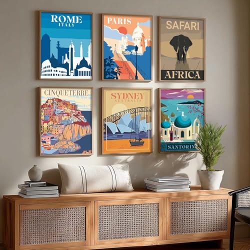 Image of kotart City view wall art | Hanging frames for Living Room | Bedroom | Office | Gift | Decoration Home | Painting Decor (Pack of 6 Multicolor) (14X20 Inch, E)