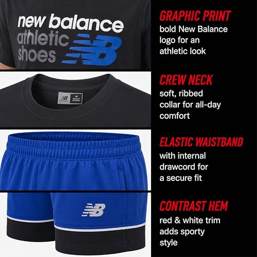 Image of New Balance Boys Short Sets - 2 Piece Active Performance Athletic Shirt and Kids Basketball Gym Shorts for Boys (8-12)