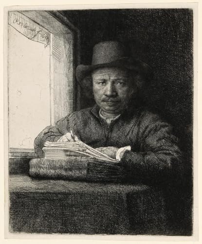 Gravure à la fenêtre Rembrandt affiche murale d'art de salon 60x90cm