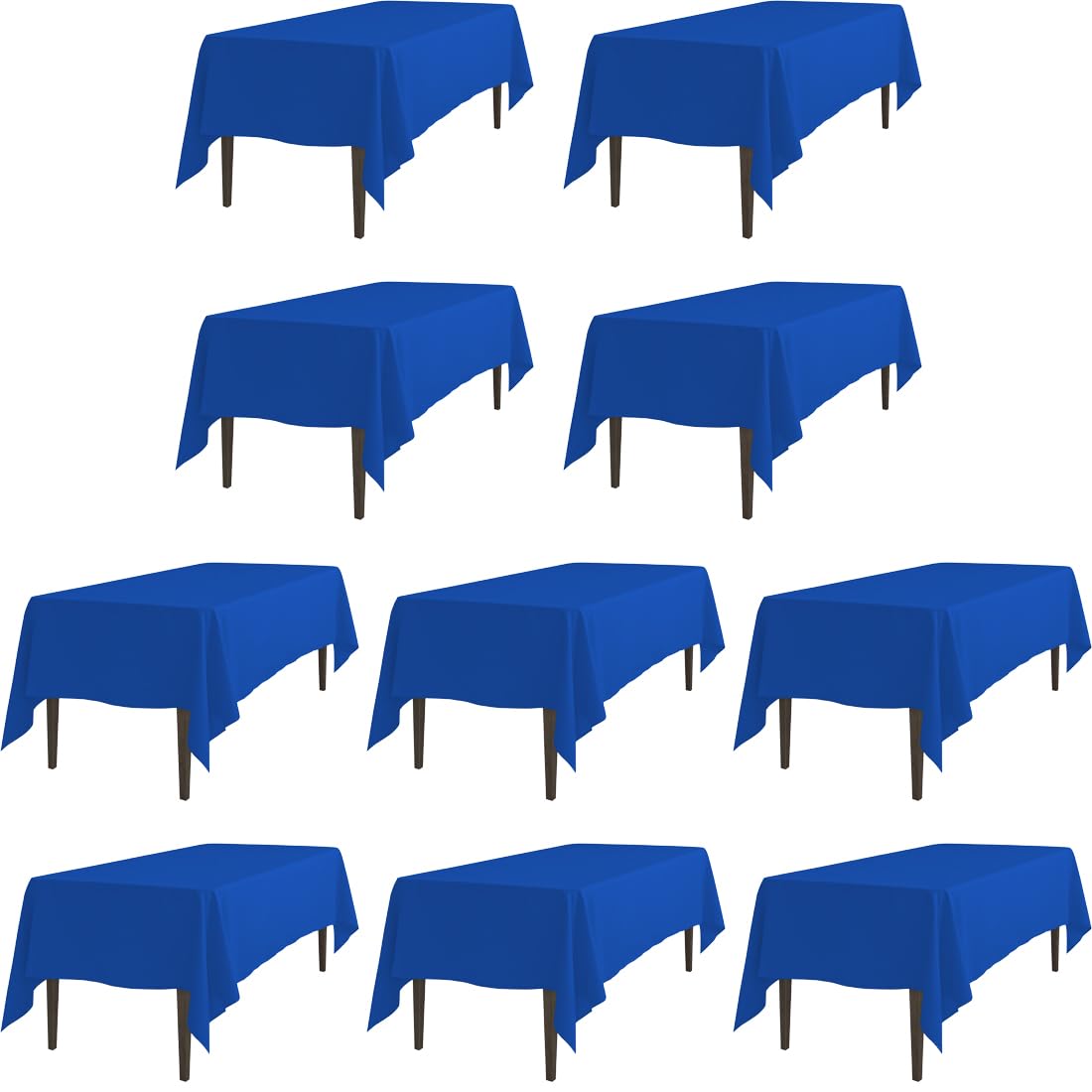 LTC LINENS 10 Pack Rectangle Tablecloths Royal Blue 60 x 102 Inch for 6ft Rectangular Banquet Tables with Half-Drop - Stain and Wrinkle Resistant