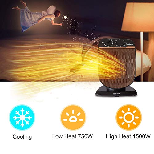 Patio Space Heater Electric Portable - Outdoor Oscillating Ceramic Fan Heater with Adjustable Thermostat, Overheat Protection, For Personal Indoor Office Desk Garage Heaters 1500W