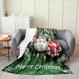 Homemissing Manta de Navidad para bebé, 76 x 101 cm, manta de felpa de Feliz Navidad para niños y niñas, manta de franela de forro polar de copo de nieve, manta de bola de Navidad viridiano