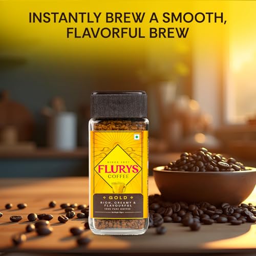 Image of Flurys Gold Coffee Instant Premium Freeze- Dried 100% Coffee, 50 grams | Rich, Creamy and Flavourful