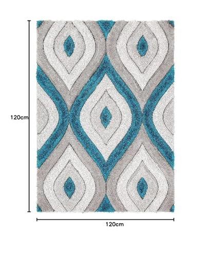 Image of Modern Soft 3D Shaggy Fur Carpets for Living Room Thick Fluffy Rugs for Bedroom, 4x4 Feet Square Multi Color