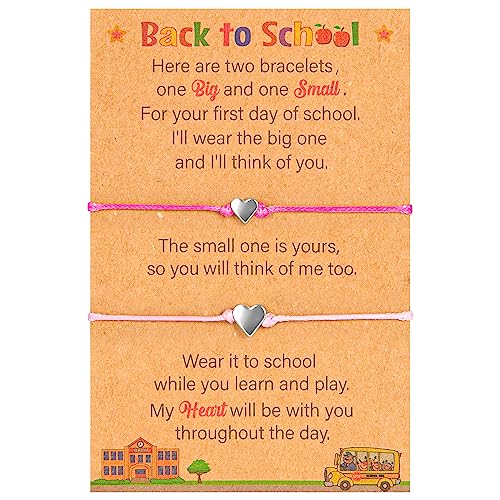 Image of EOBOH Back to School Supplies, Back to School Bracelet Mommy and Me, Prek Matching Wish Bracelets Set, Adjustable Bracelet for Boys Girls Gifts Stuff Bulk