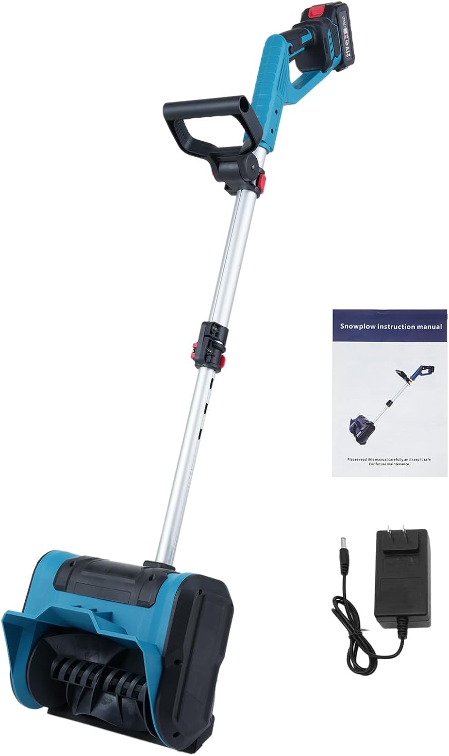 Snow Shovel 21V Electric Brushless Snow Blower Walk-Behind Snow Thrower with Retractable Rod Adjustable Handle Snow Remover for Driveway Walking Path Yards