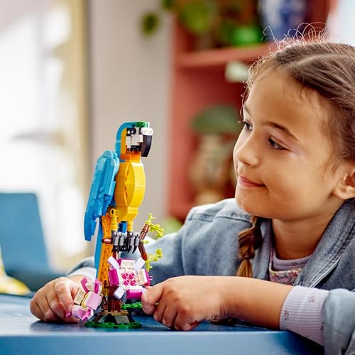 31136 Creator Pappagallo Esotico, Set 3 in 1 con Pesce e Rana, Animali Giocattolo per Bambini da 7 Anni in su, Giochi Creativi con Figure della Giungla - Lego - Immagine 8