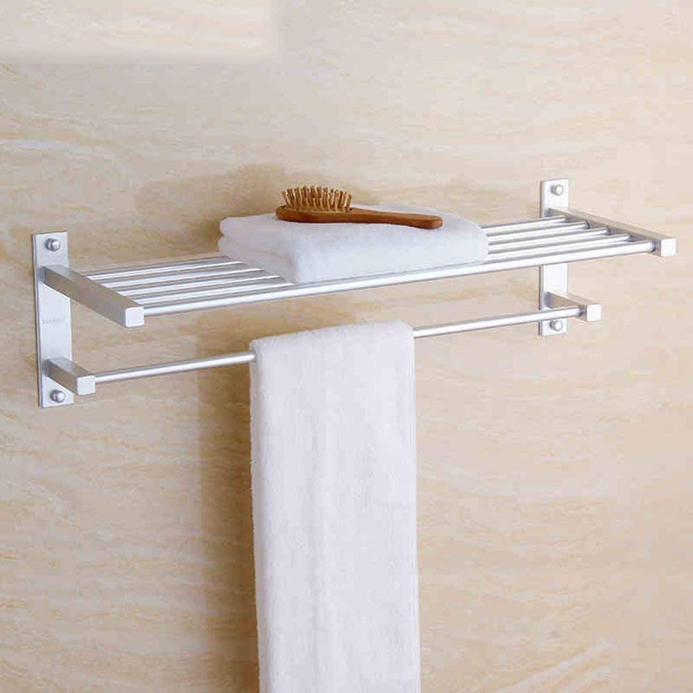 Double porte-serviettes mural avec étagère de salle de bain en aluminium suspendu