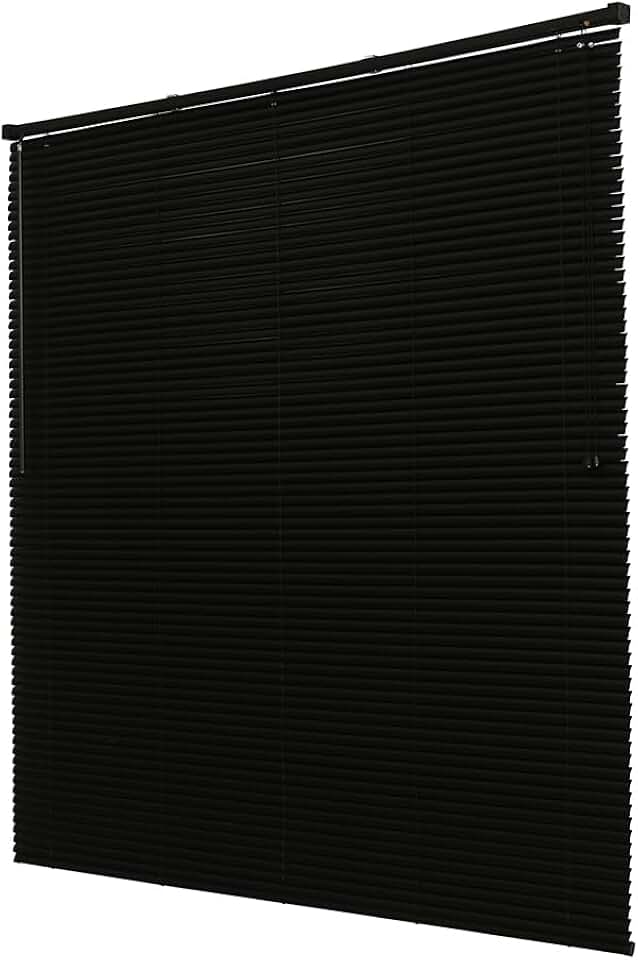 Cortina Persiana Horizontal 25mm PVC com Alumínio 140x160cm -Ideal para Escritório Quarto Sala Cozinha Residencial (Preto)