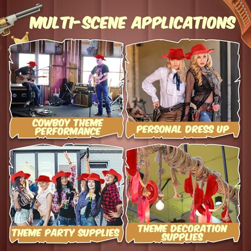 Image of Mepase Cowboy Hats Bulk Felt Western Party Wide Brimmed Cowgirl Hats Set for Adults Men Women Costume Party