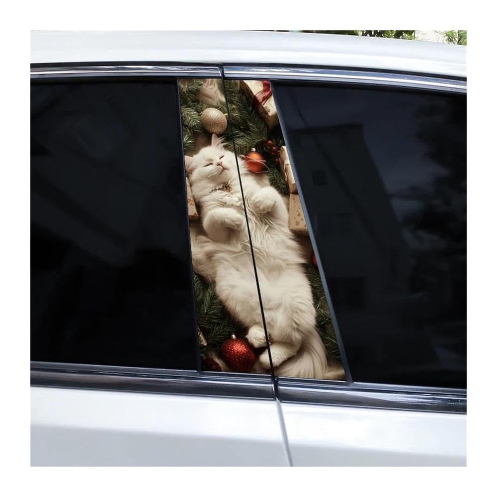 Body Parts 2pcs DIY Car Center Pillar Decals Cat Funny Car Styling Vinyl Stickers(C)