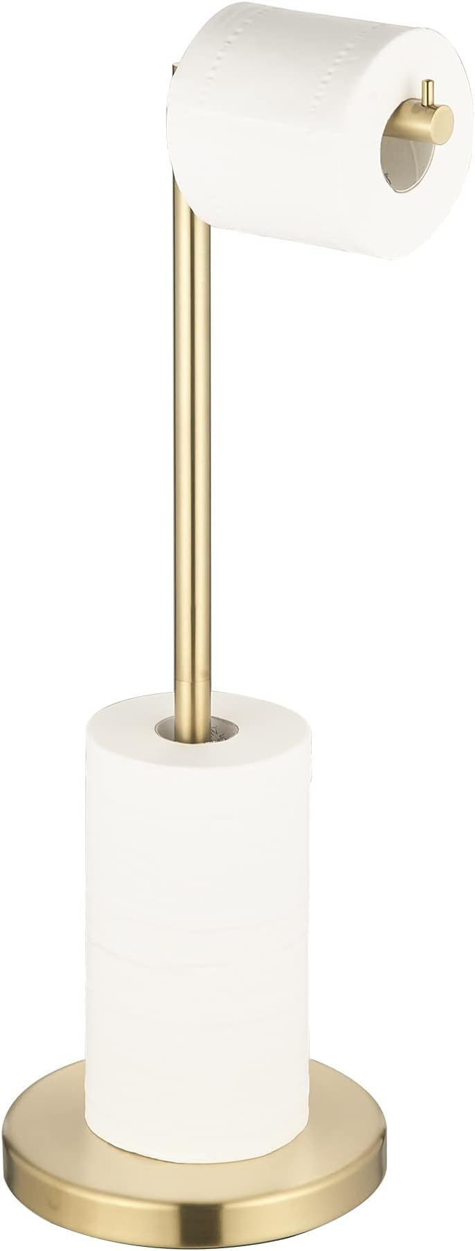 MARMOLUX ACC Free Standing Toilet Paper Holder Stand with Storage for 4 Rolls of Toilet Tissue for Bathroom, Stainless Steel Luxury Brushed Gold