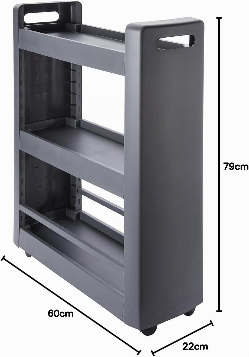 EDA 10495 G.ANT PX25 DESSERTE MOBILO 3 étagères modulables, polypropylène, Gris Anthracite, Dim. : 60 x 22 x 79 cm