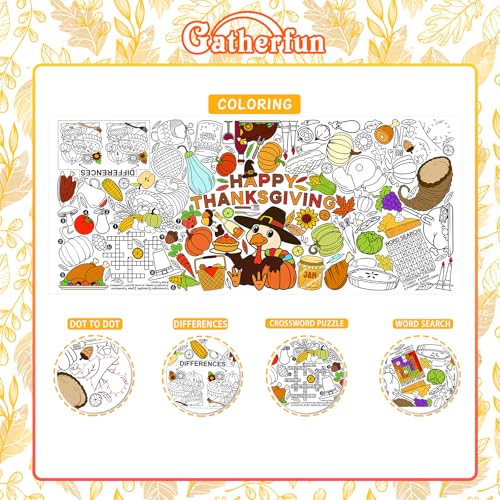 Image of Gatherfun Thanksgiving Activity Poster - 31.5 x 72 Inches,Turkey-Themed Party, Versatile Paper Coloring Banner /Table Cover for School Party Thanksgiving Decoration