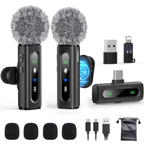 Image of USB C Lavalier Microphone Wireless AI Noise Cancellation Mini Mic for Type-C Android, iPhone 17 /16 /15, Tablet, PC, Video Recording Clip-on Mics with Rotatable Clip, Ideal for TikTok, YouTube, Podcast